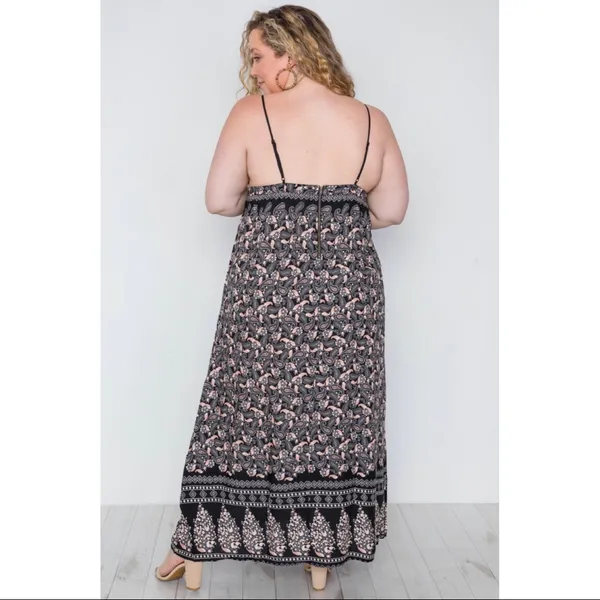 Ganji Paisley Crochet Spaghetti Strap Maxi Dress in Black/Cream Boutique NWT - Image 2