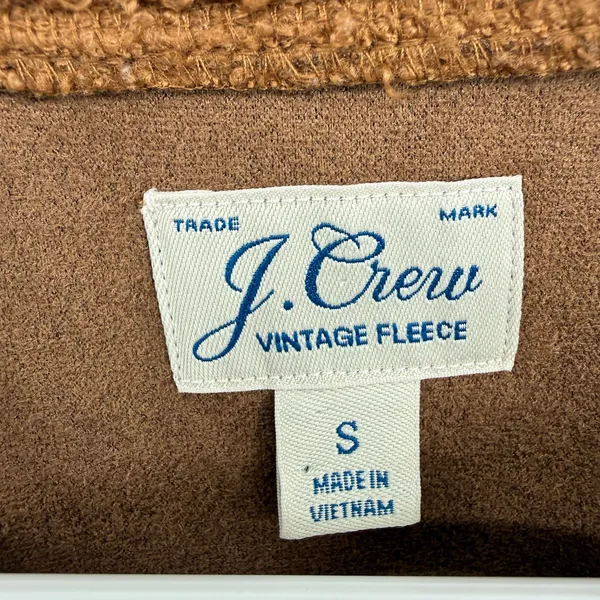 J. Crew Size Small Vintage Fleece Brown Pullover Sweatshirt Sweater Teddybear‎ - Image 3
