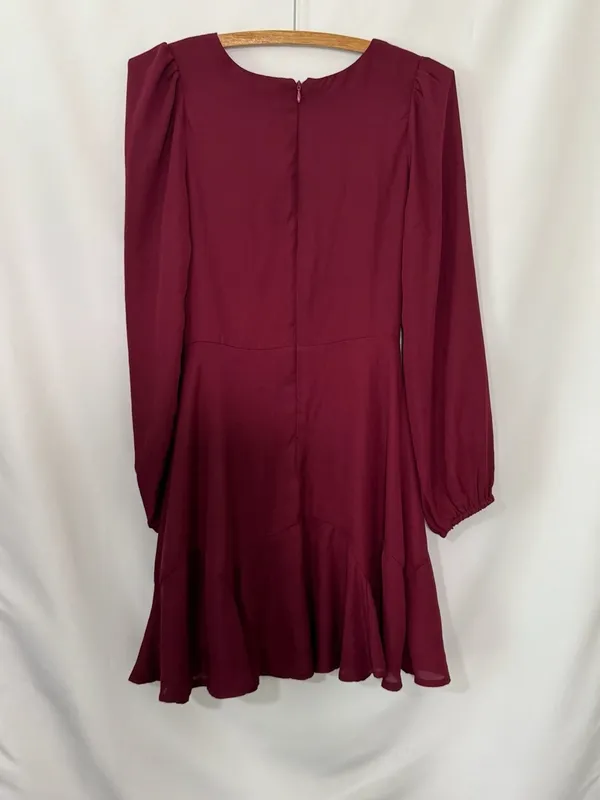 Altar'd State Long Sleeve Dress Size XS Burgundy Flowy Mini - Image 4