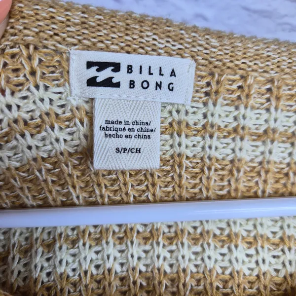 NWT Billabong Light Wave Striped Knit Sweater Gold Beach Boho Coastal Cowgirl S - Image 4