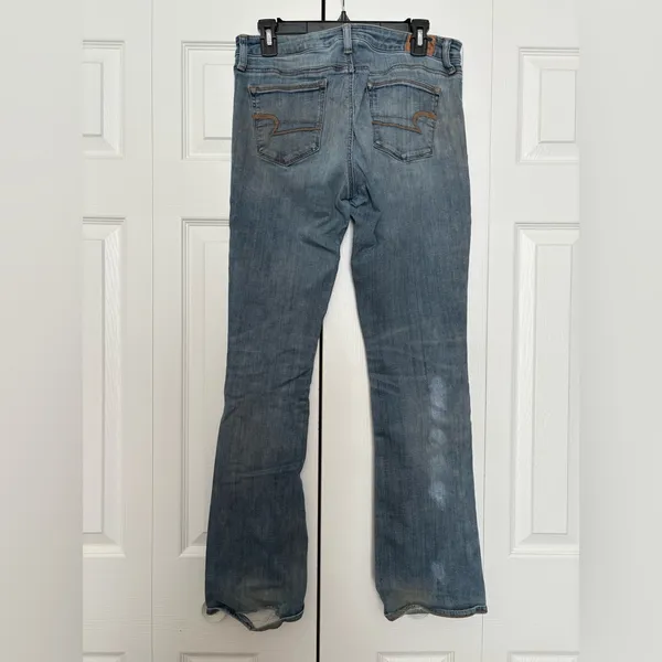 American Eagle Outfitters Blue Women's Distressed Flared Jeans Size 10 - Image 3