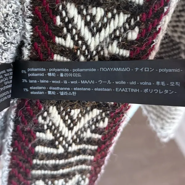 Zara Knit Oversized Sweater Jacket Chunky Slouchy Duster Burgundy Gray Small S - Image 10