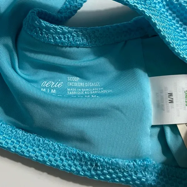 Aerie Shine Pique V Wire Scoop Bikini Top Big Sur Blue NWT - Image 6