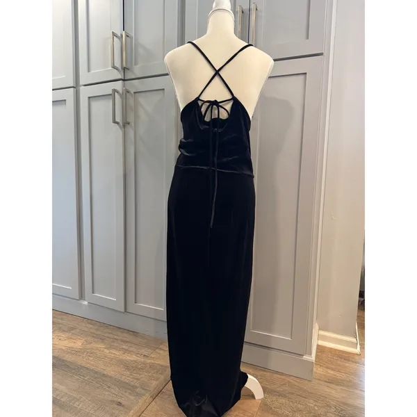 NWT ELOQUII Black Velvet Crossover‎ Faux Wrap Maxi Dress Plus Size 22 Formal - Image 2