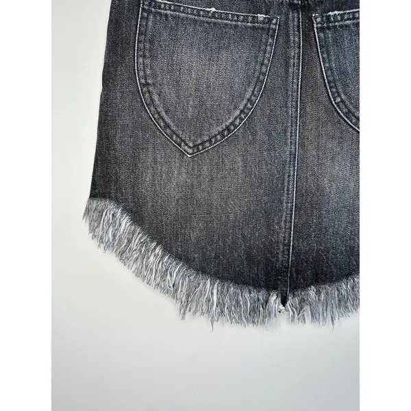 We‎ The Free People Black Denim Mini Skirt 25 Frayed Hem Rocker Festival Revival - Image 10