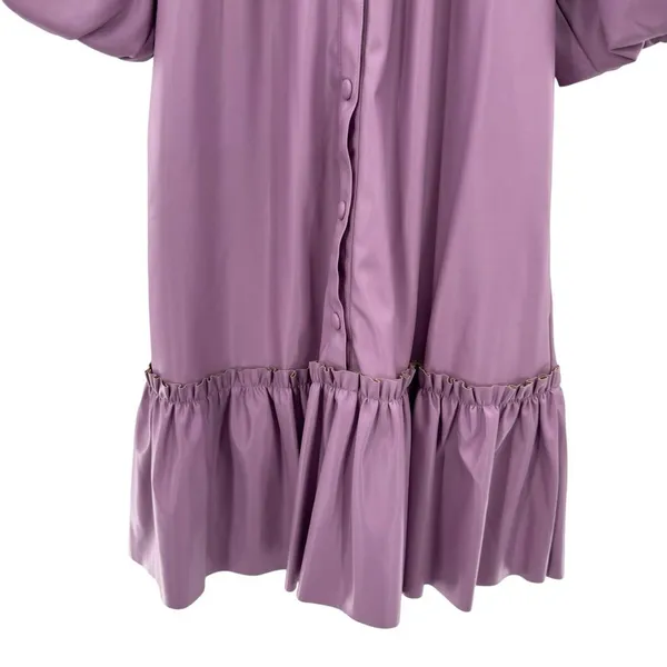 Karlie Women's Lavender Purple Puff Sleeve Faux Leather Ruffle‎ Dress Medium - Image 4