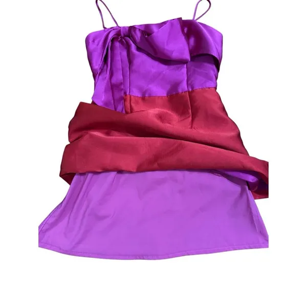 Anthropologie Hutch‎ Serena Bow Mini Dress Pink Red Sz 4 - Image 8