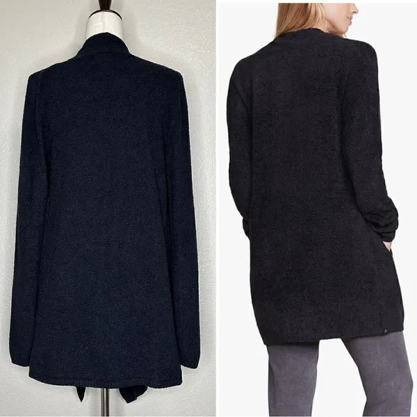Barefoot Dreams Cozychic Lite Black Open Front Cardigan, Size S/M - Image 9
