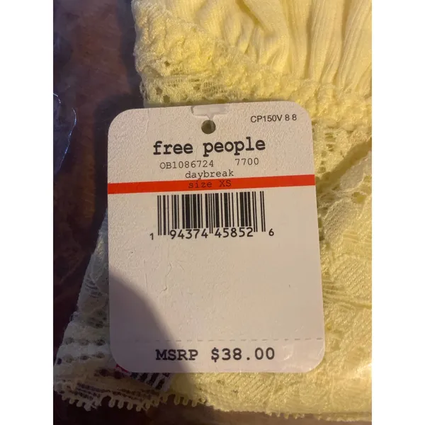 Free People Intimately Bralette Teegan Longline Lace in Yellow, NWT Size XS - Image 4