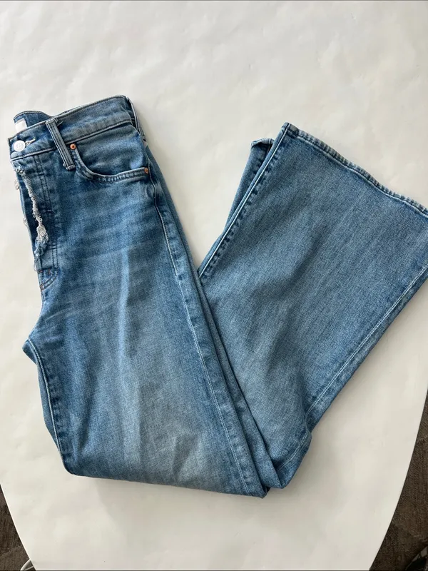 MOTHER SUPERIOR The Fly Cut Tomcat Roller in Crashing Blue Wide Leg Jeans 26 - Image 5