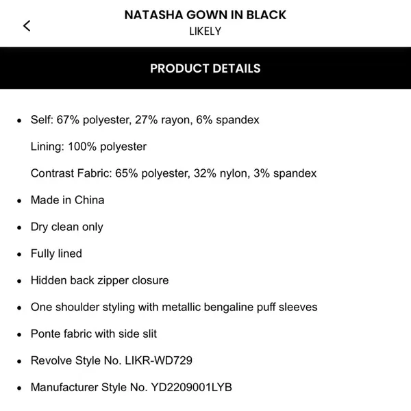 Likely Natasha Gown in Black - Image 3
