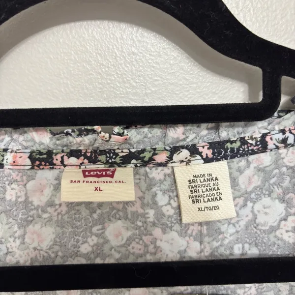 NEW Levi’s Square Neck Puff Sleeve Floral Crop Blouse 100% Cotton - Size XL - Image 5