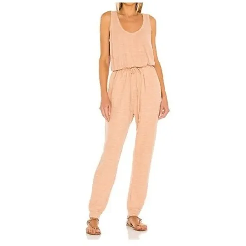Free People Jumpsuit Size Large Peach FP Beach Marled‎ Knit Sleeveless Jogger - Image 3