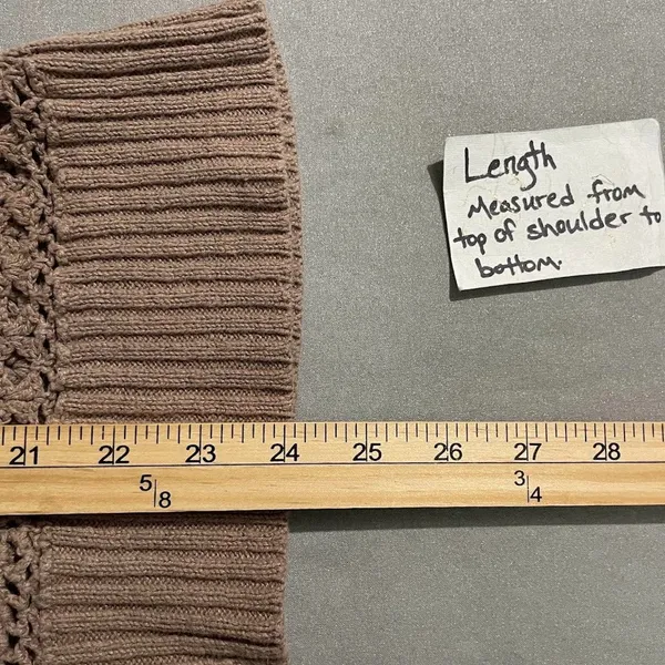 Say What Size Small Taupe Tan Boho Open Knit Crochet Sweater Top Y2K Hippie - Image 7