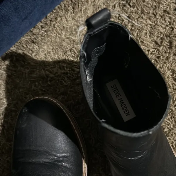 Steve‎ Madden Gasp Black Leather Platform High Tops Size 7 - Image 9
