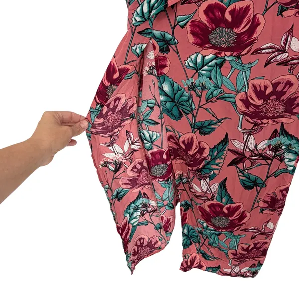 For Love & Lemons Flamenco Maxi Dress M Pink Floral Silk Blend Ruffle - Image 5