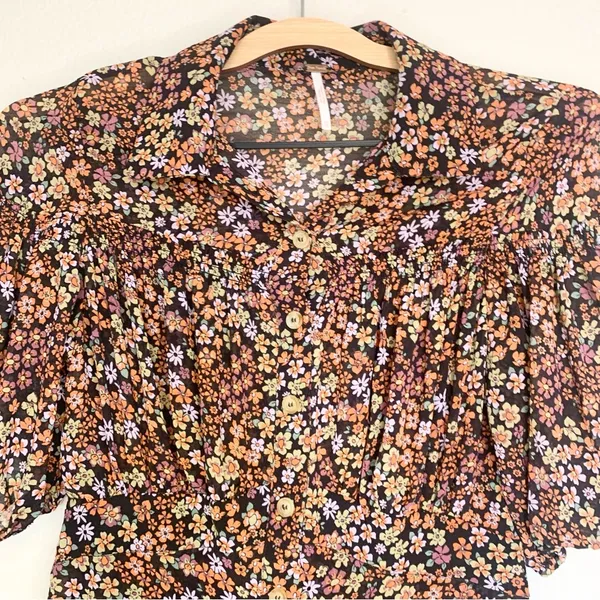 Free People Bonnie Floral Chiffon Mini Dress Size XS - Image 9