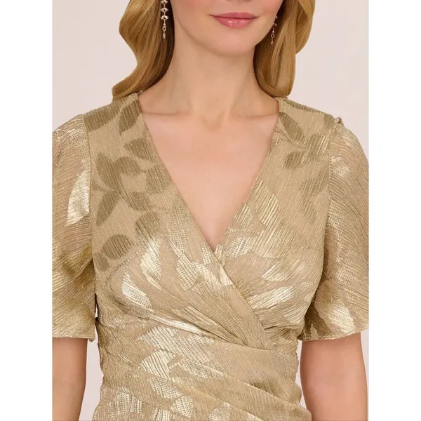 NWT Adrianna Papell Foil Leaf Short Sleeve Gown Size 8 - Image 3