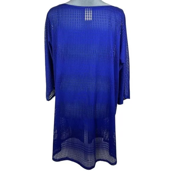 O'Neill Mesh Swim Cover-Up Tunic Women M/L Royal Blue 3/4 Sleeves Beachy‎ Summer - Image 2