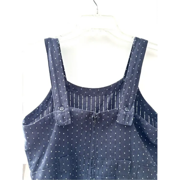 Mata Traders Navy Dot Pinafore Dress Small S Overall Apron Midi Cottagecore Mod - Image 8