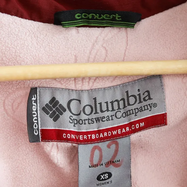 Vintage Columbia Convert Snowboard Jacket Women‎ XS Burgundy Pink Fleece Lined - Image 3