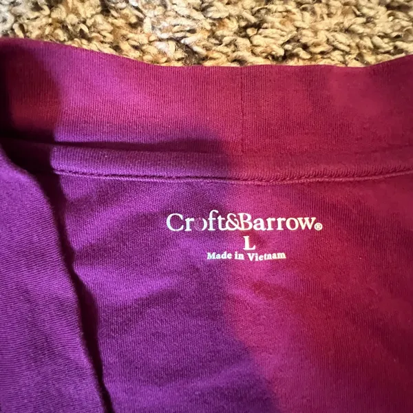 Croft & Barrow Womens Magenta 100% Cotton Open Front Cardigan‎ 3/4 Sleeve Large - Image 2