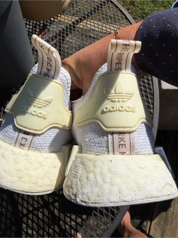 adidas Women’s Rare White Knit Sneakers with Metallic Bronze Accent - Image 8