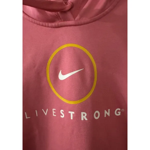 Y2K‎ Nike Therma-Fit Women's M Livestrong Hoodie Center Swoosh Kangaroo Pocket - Image 2