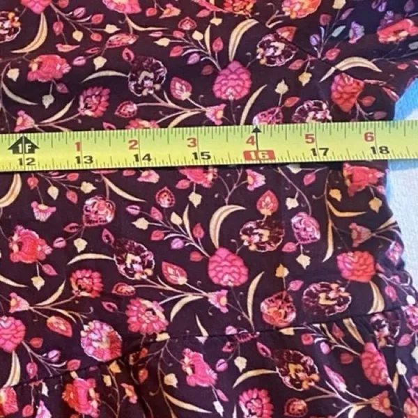 Old Navy Floral Mini Dress Women’s Small Burgundy Pink V-Neck Pockets Boho - Image 9