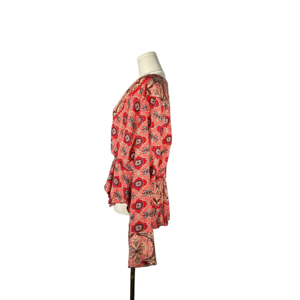 Free People NWT Hibiscus Falling For You Blouse Boho Wrap‎ Top Size M - Image 4