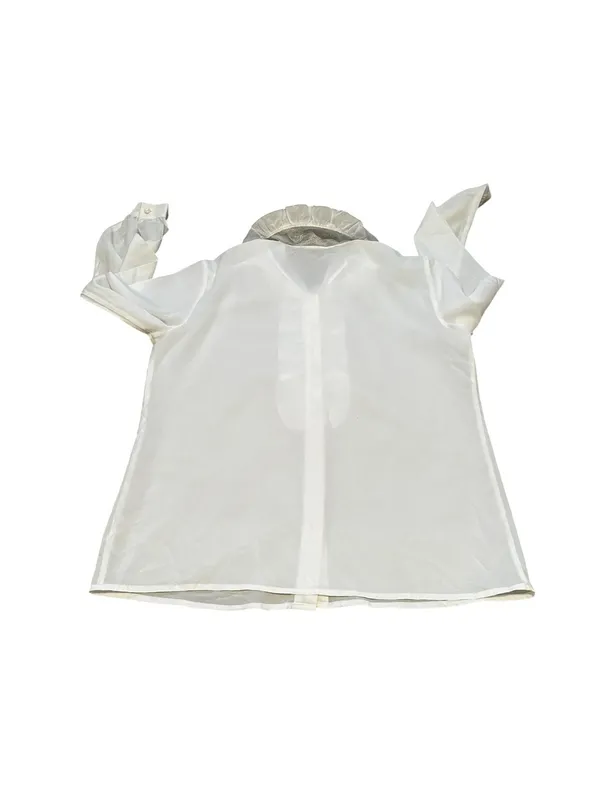 Vintage White Victorian Blouse Ruffle Front Lace Collar Feminine CottageCore - Image 6