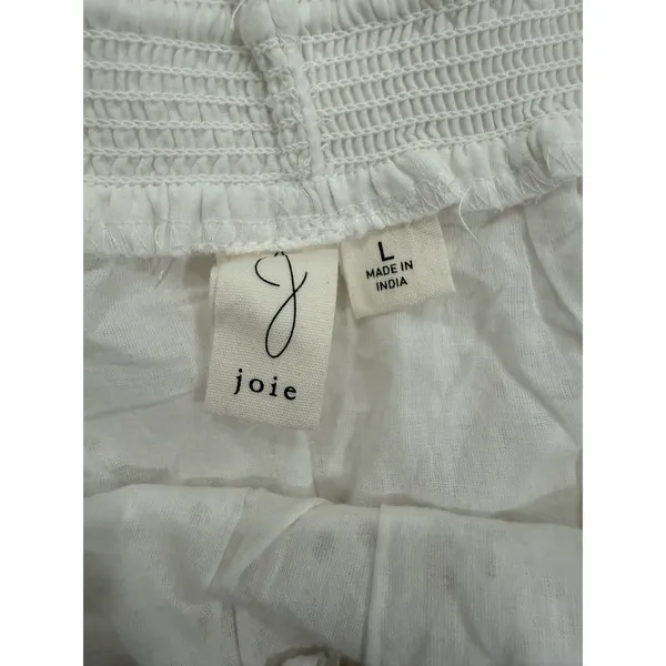 Joie Midi Skirt Women's Large White Cotton Boho A-Line Eyelet Lace Tiered - Image 5