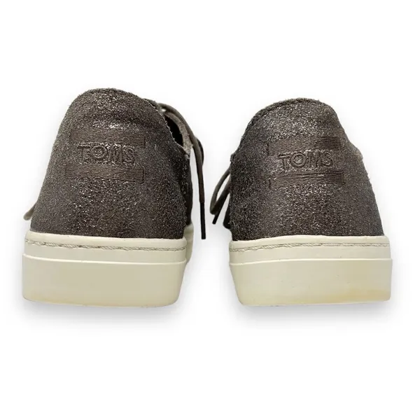 TOMS Lenox Pewter Metallic Leather Casual Lace Up Women's Sneakers Size 8.5 - Image 9