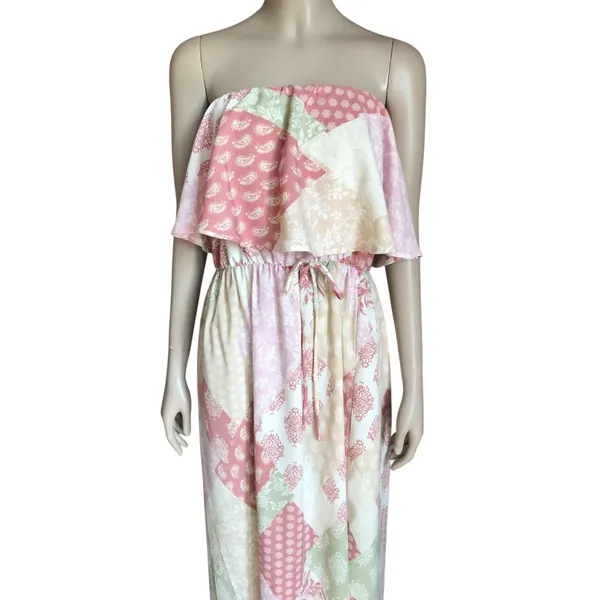 Ces Femme White, Pink and Green Patterned Maxi Dress - Image 3
