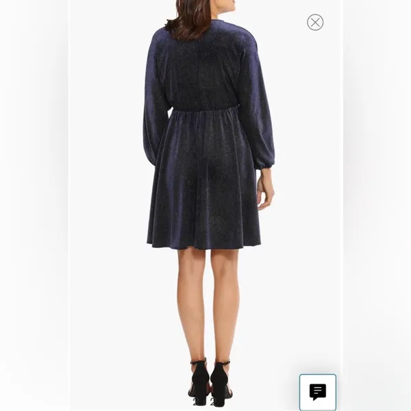 London Times NWT Plus Size 3X Navy Sparkle Party‎ Dress Evening Cocktail - Image 2
