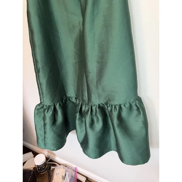 Petal & Pup Amelia One-Shoulder Velvet & Satin Midi Dress Emerald Black Sz L NEW - Image 14