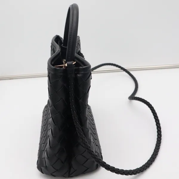 A New Day Black Woven Vegan Leather Crossbody Bag Gold Hardware Braided Strap - Image 4