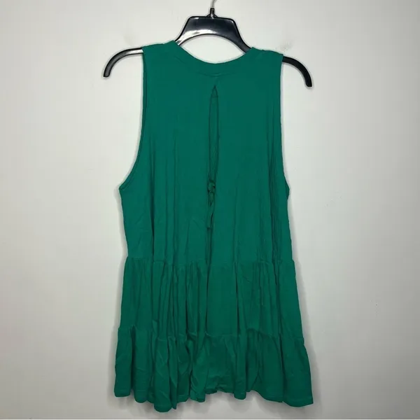 Free People green tank‎ tunic high neck size small oversized - Image 3