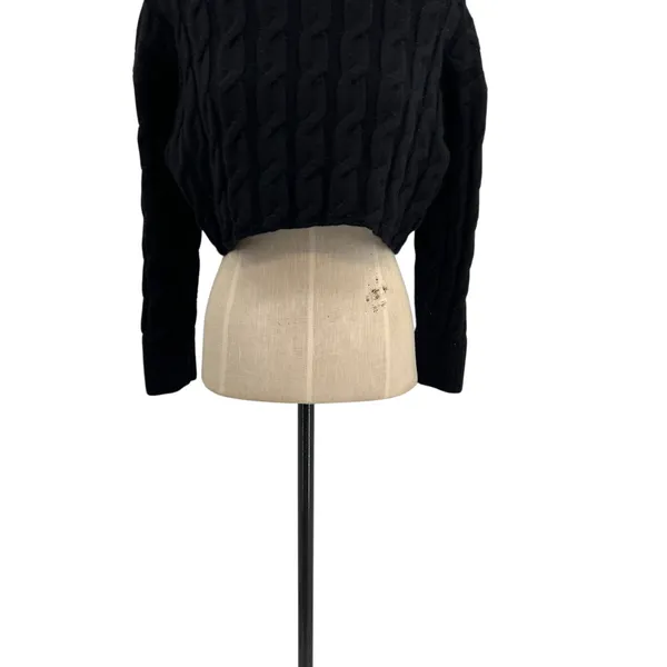 Aritzia Babaton Glory Merino Wool Sweater Crewneck Cropped Black Size XS‎ - Image 6