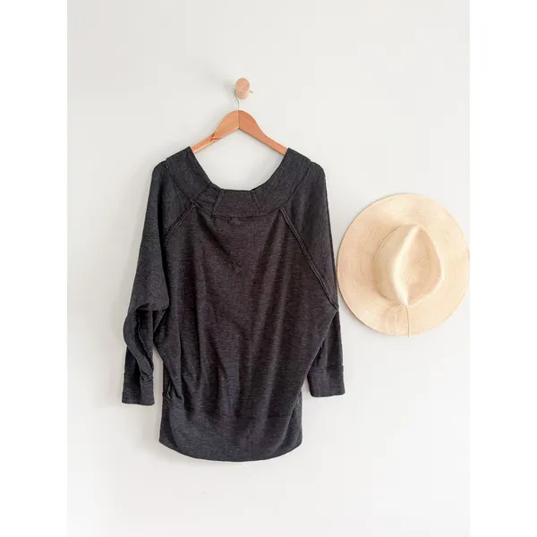Free People | Palisades Off Shoulder Cowl Neck Slouchy Top Gray | Sz M - Image 8
