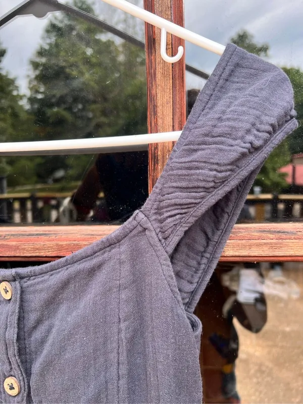 Roxy 100% Cotton Button Down Dress Sundress Navy Blue M Boho Cottagecore - Image 5