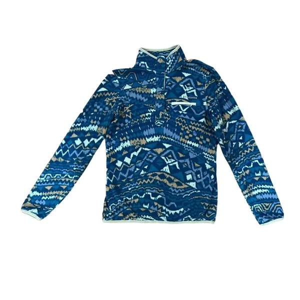 Columbia Womens Jacket Size Small Blue‎ Aztec Tribal Fleece Pullover Half Snap - Image 2