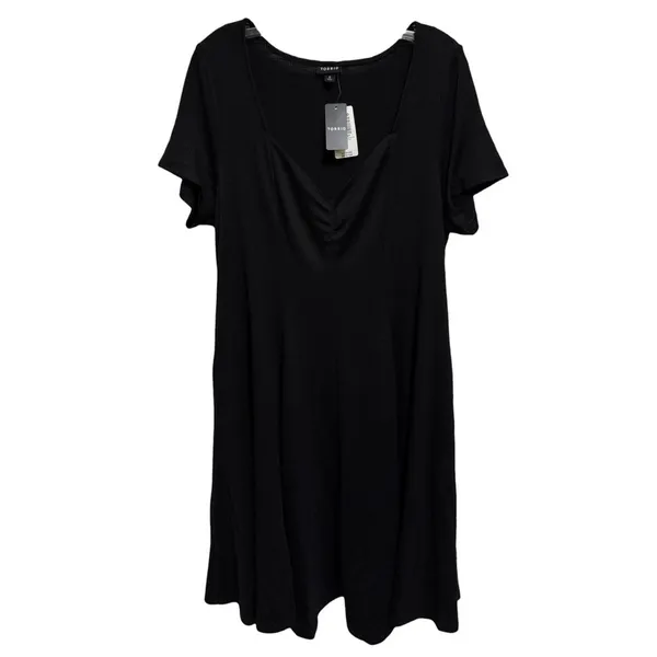 Torrid L 12 Black Sweetheart Rib Knit Fit Flare Dress Pockets NWT - Image 8