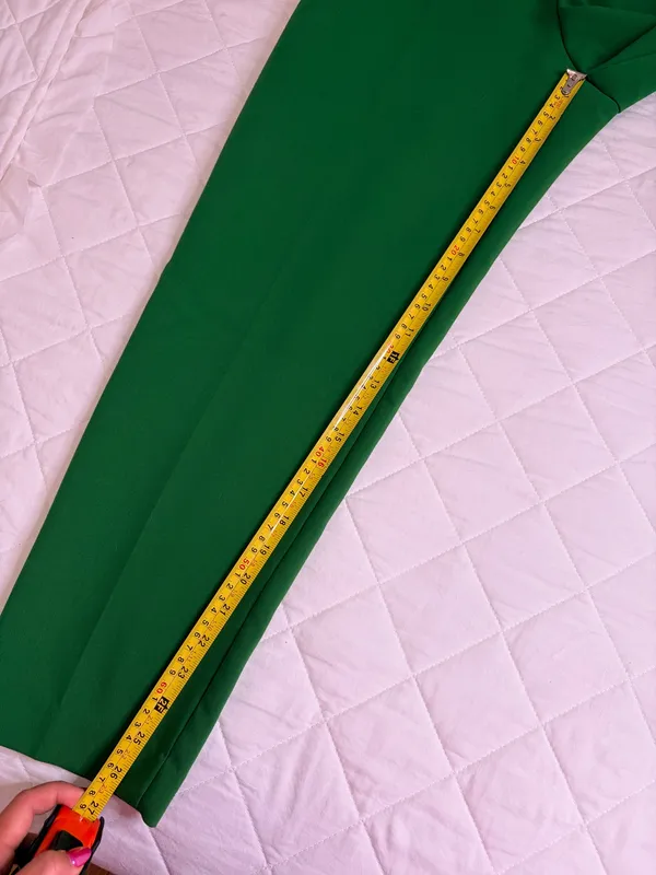 ZARA Green Belted High Waist Tapered Ankle Career Dress Pants S Classic Office - Image 7