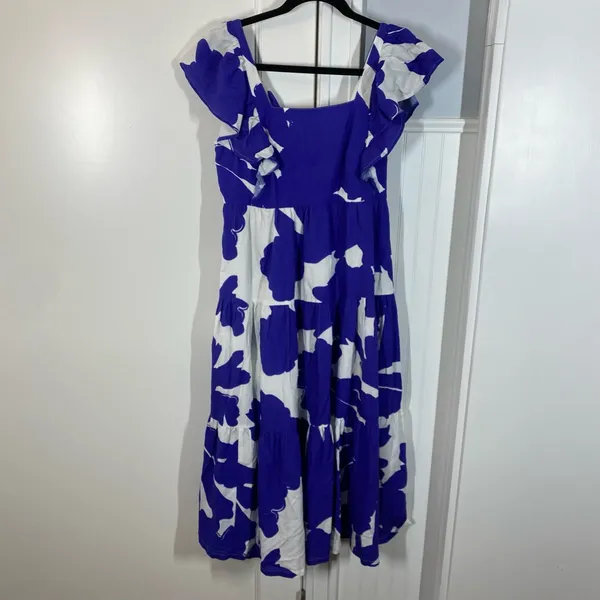 CROSBY‎ by Mollie Burch Eloise Tie Linen-Blend Midi Dress Aegean Bloom Size XS - Image 2