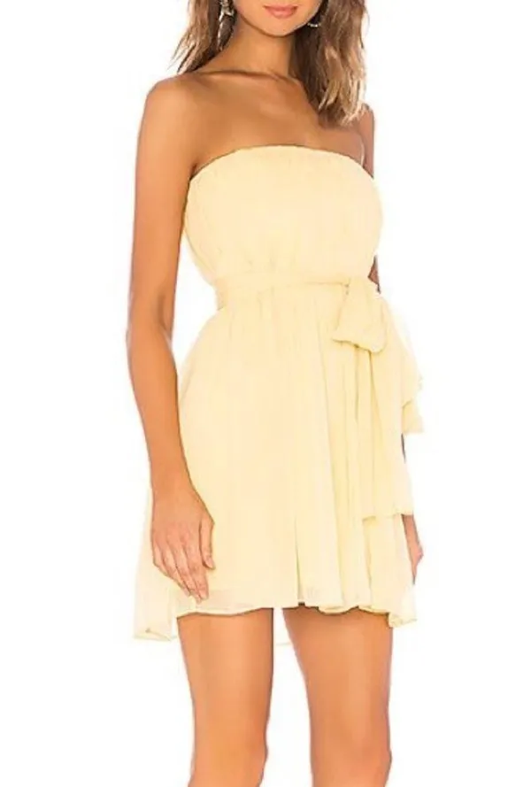 NBD Paradisco Mini Dress In Cream Yellow - Image 3