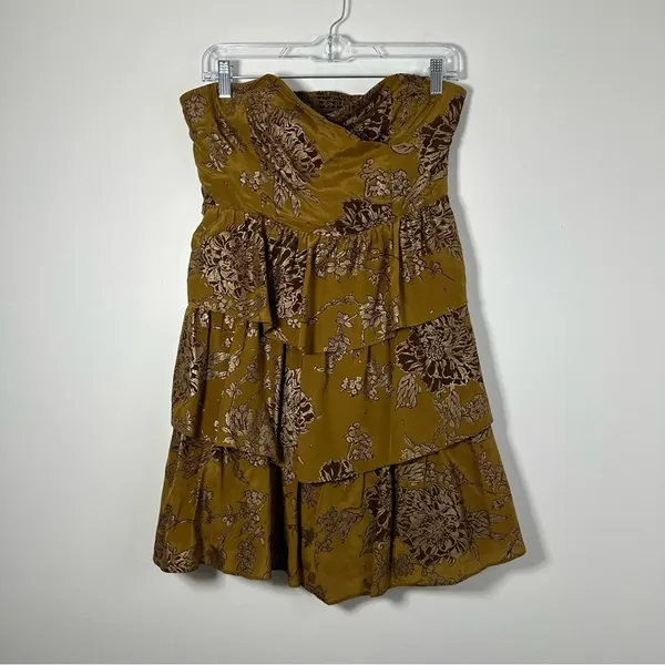 Anthropologie Moulinette Soeurs Tiered Babydoll Strapless 100% Silk Dress Size M - Image 2
