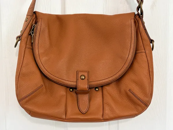 Lucky Brand Brown Leather Shoulder Bag Crossbody Boho Western Slouchy Vintage Style - Image 6
