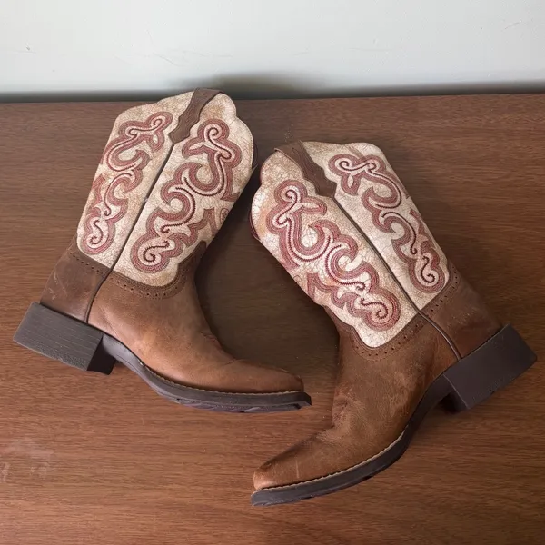 Ariat Sz 7 Women's QuickDraw Sandstorm Leather Cowboy Boots Western Rodeo - Image 8