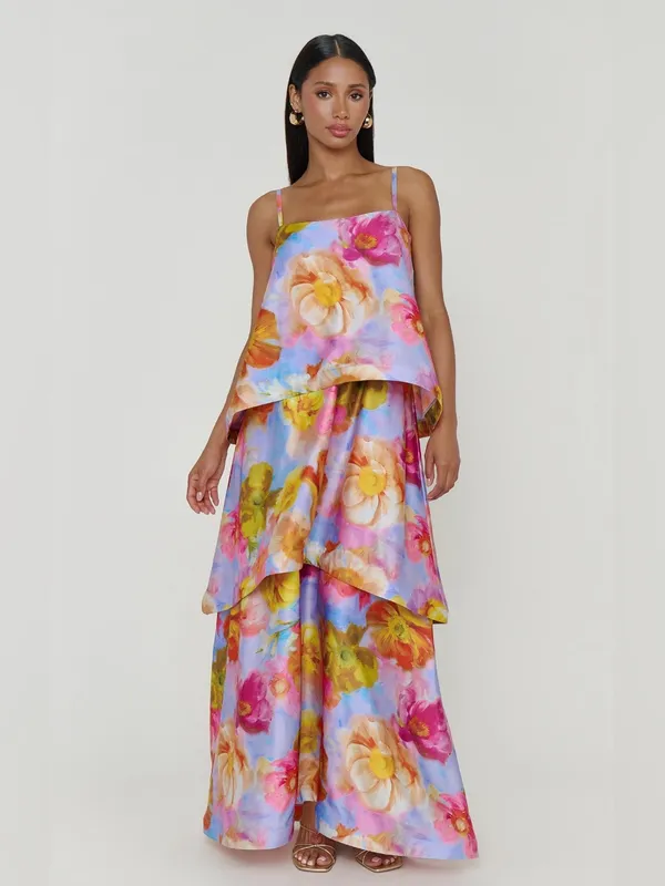 Show Me Your Mumu Ella Maxi Dress size Medium M Brushed Blooms Floral tier NWOT - Image 2
